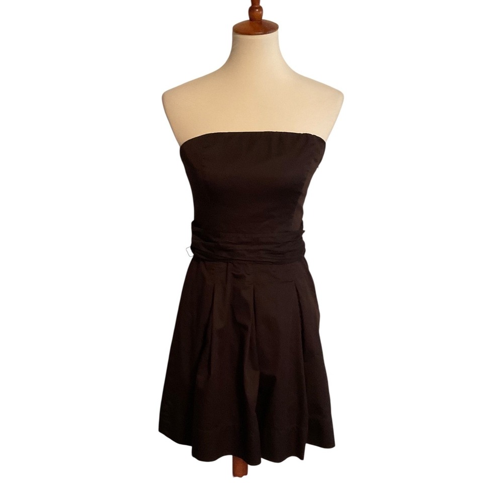 Y2K The Limited Strapless Fit and Flare Cocktail Dress Womens 4 Brown Cotton - Picture 4 of 13